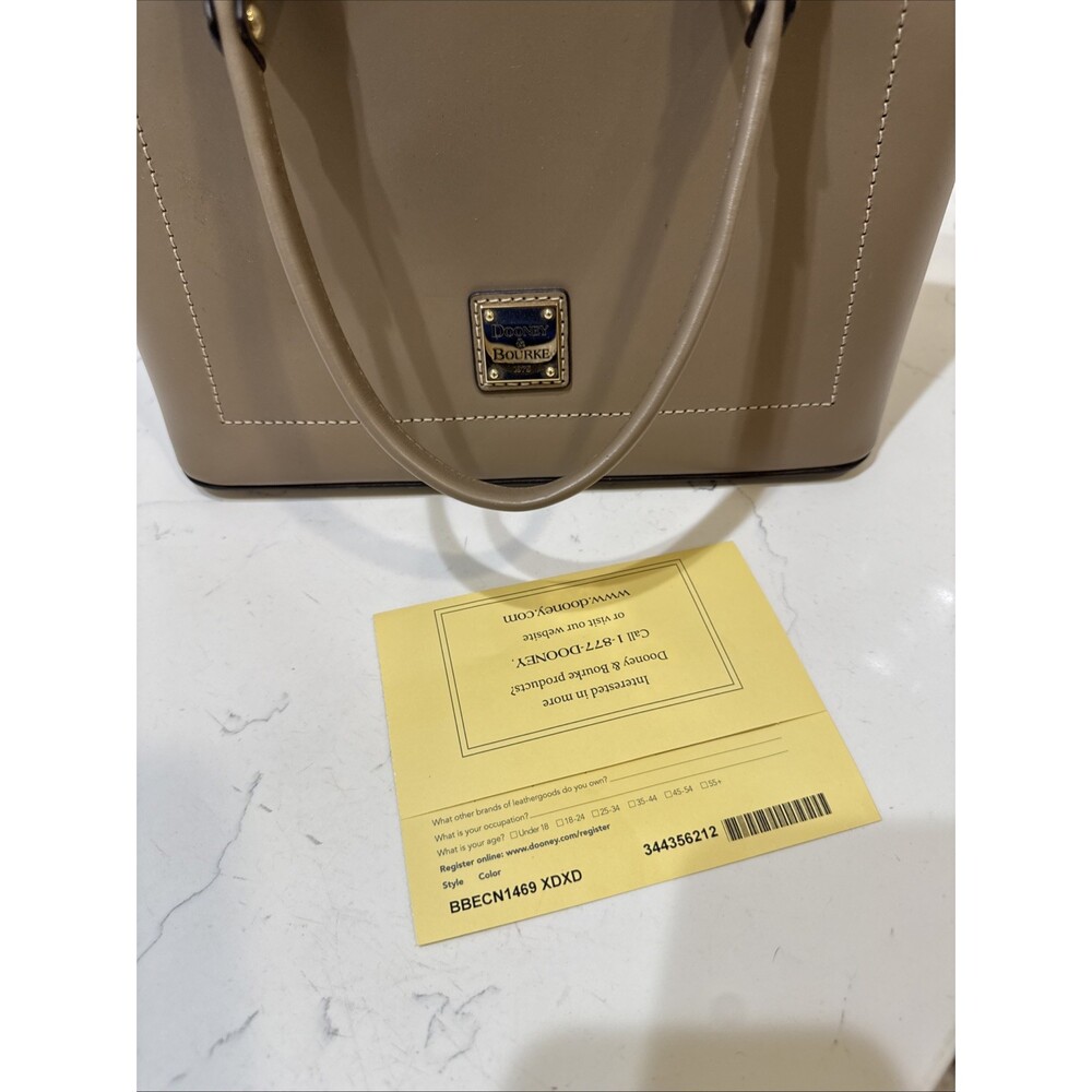 As Is Dooney and Bourke Beacon Light Taupe Leather Satchel Bag - Picture 10 of 17